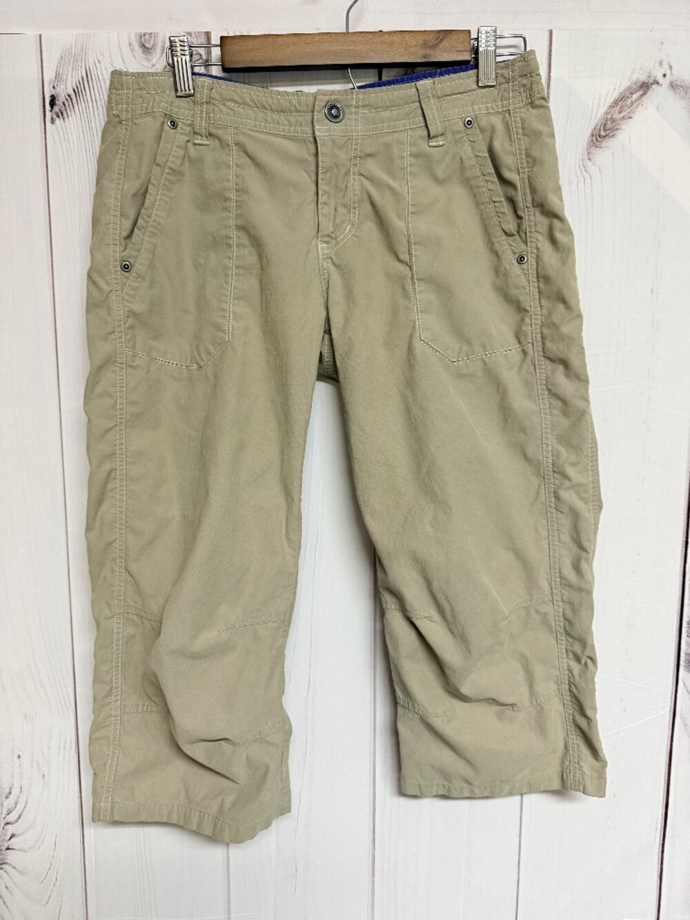 Kuhl Women’s Kendra Embroidered Kapri 8 Khaki Stretch EUC